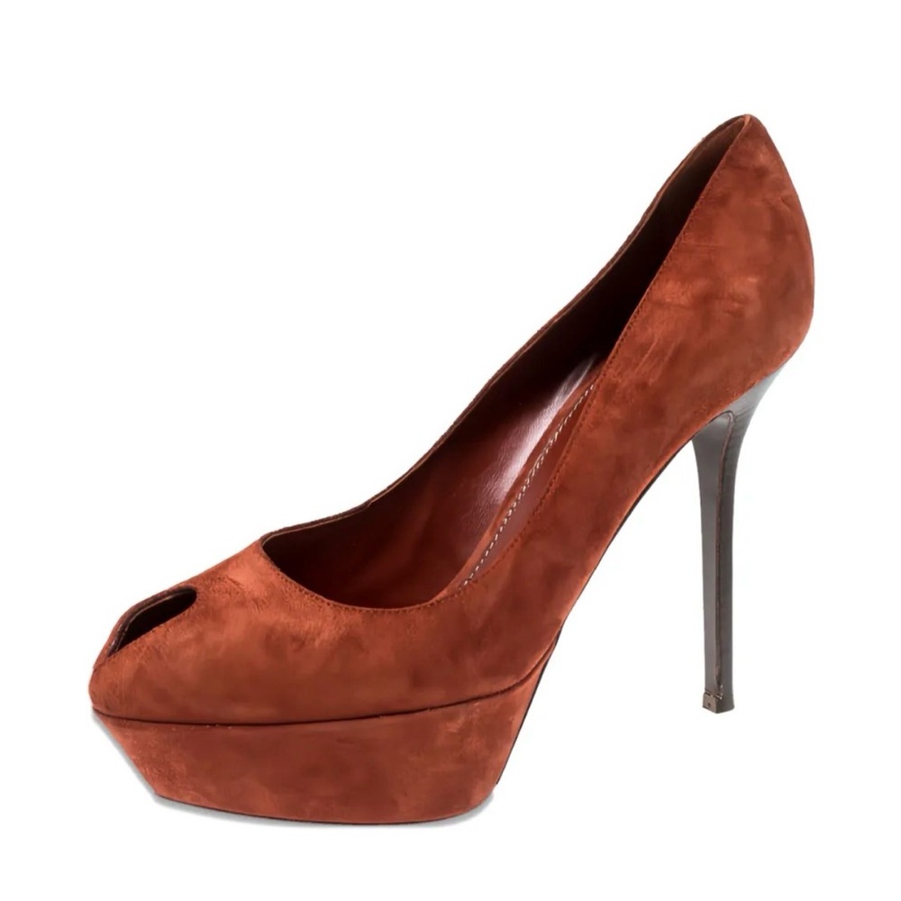 Sergio Rossi Burnt Orange Peep‎ Toe Pumps Size 37/6.5-7 A49